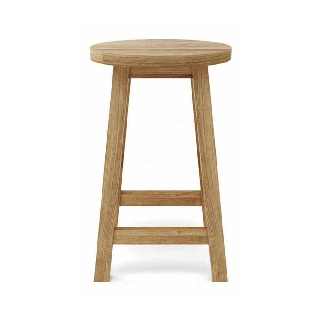 Round Backless Teak Outdoor Bar Stool