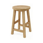 Round Backless Teak Outdoor Bar Stool