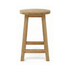 Round Backless Teak Outdoor Bar Stool