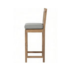 Upholstered Armless Teak Outdoor Bar Stool