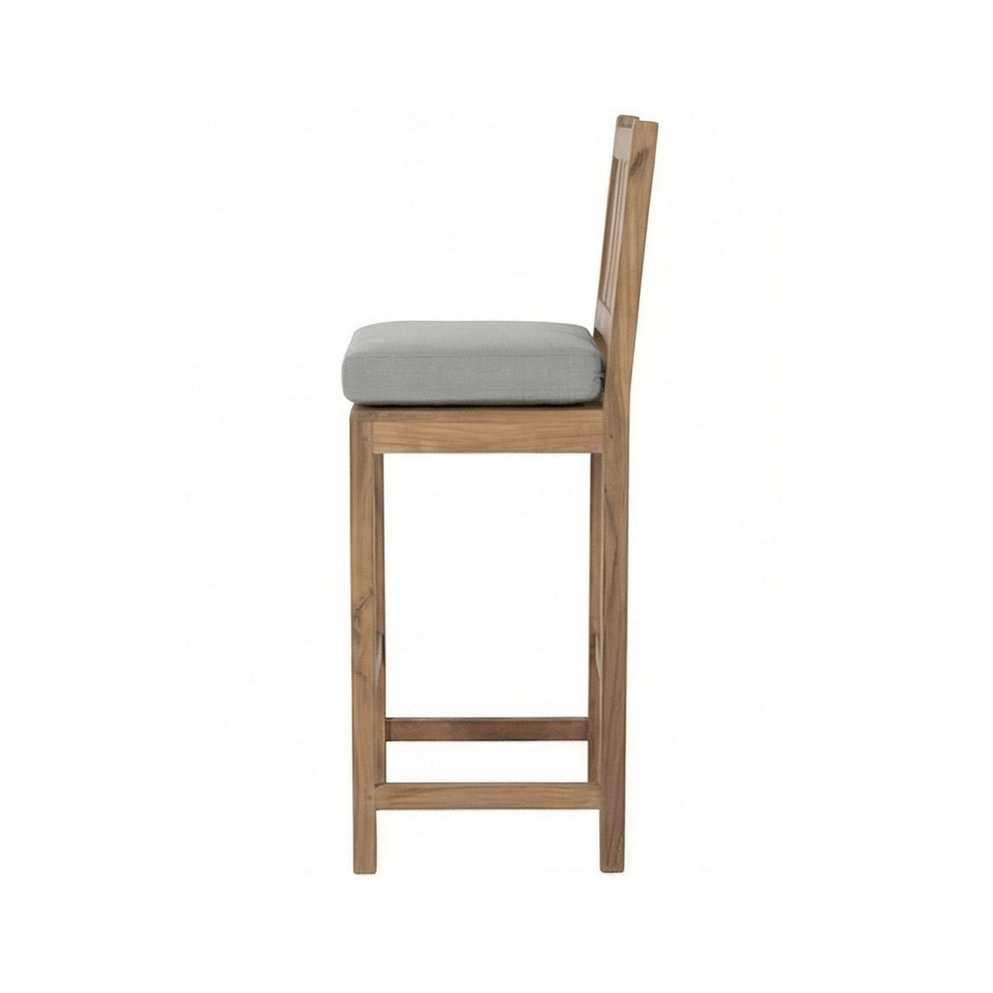Upholstered Armless Teak Outdoor Bar Stool
