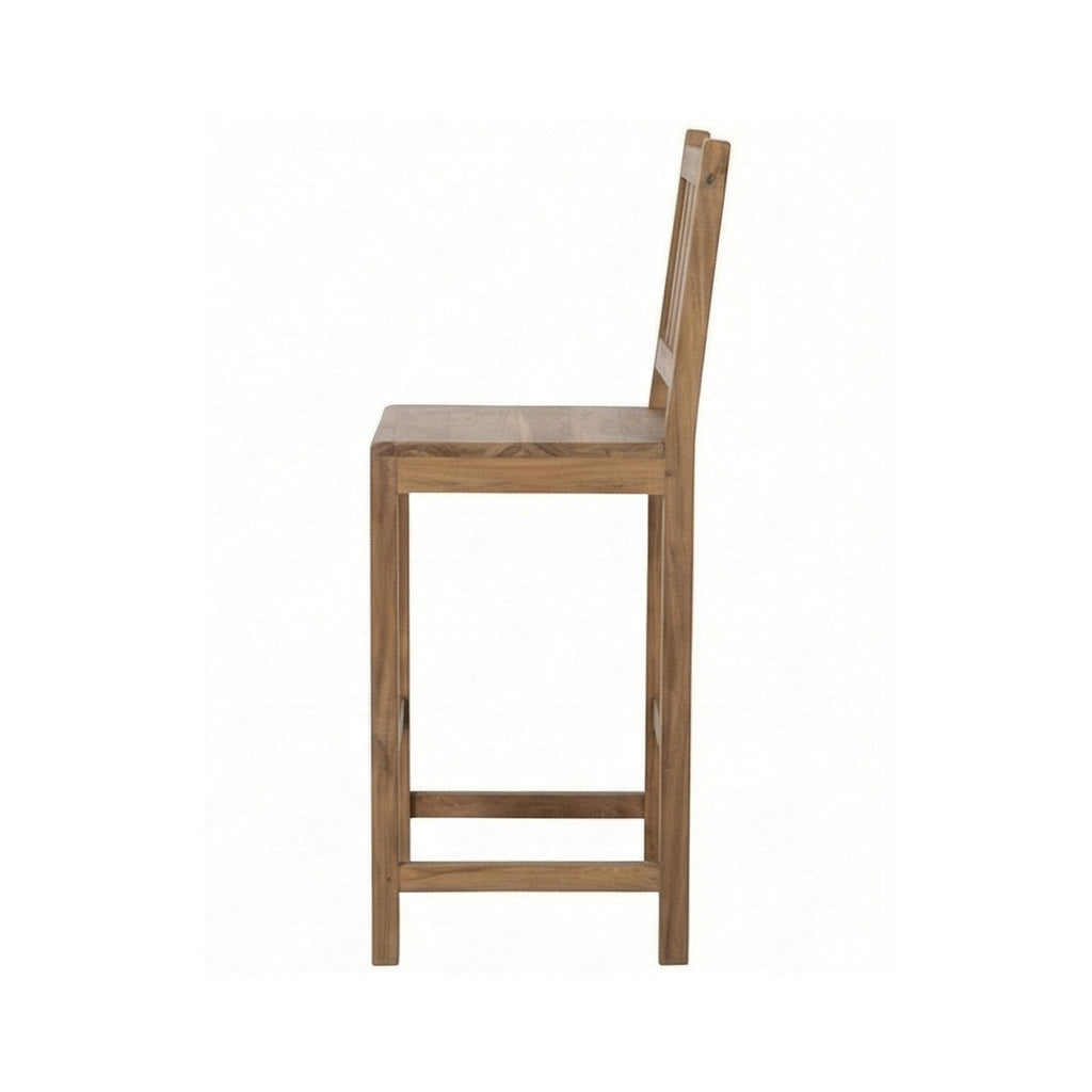Upholstered Armless Teak Outdoor Bar Stool