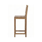 Upholstered Armless Teak Outdoor Bar Stool