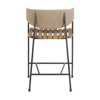 Stool with Teak Seat and Rush Weaving Backrest