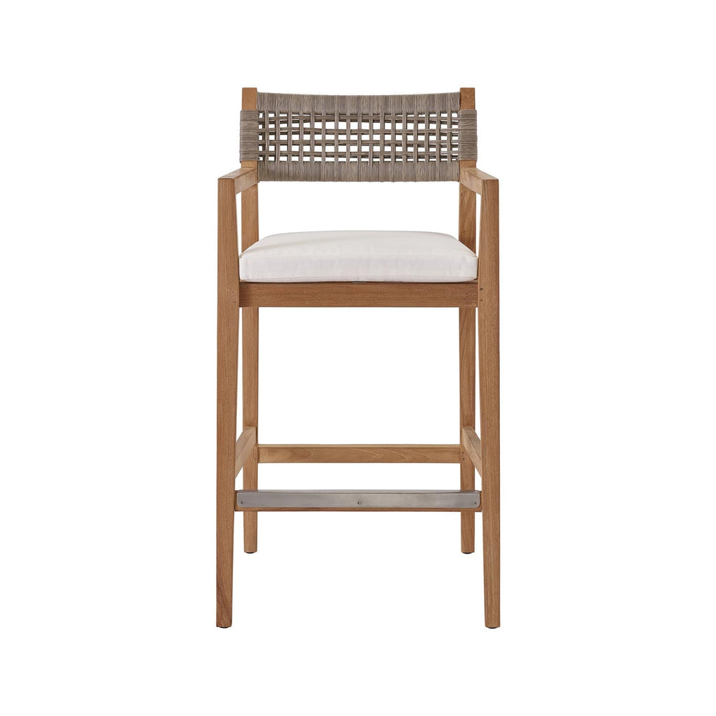 Upholstered Teak Outdoor Bar Stool