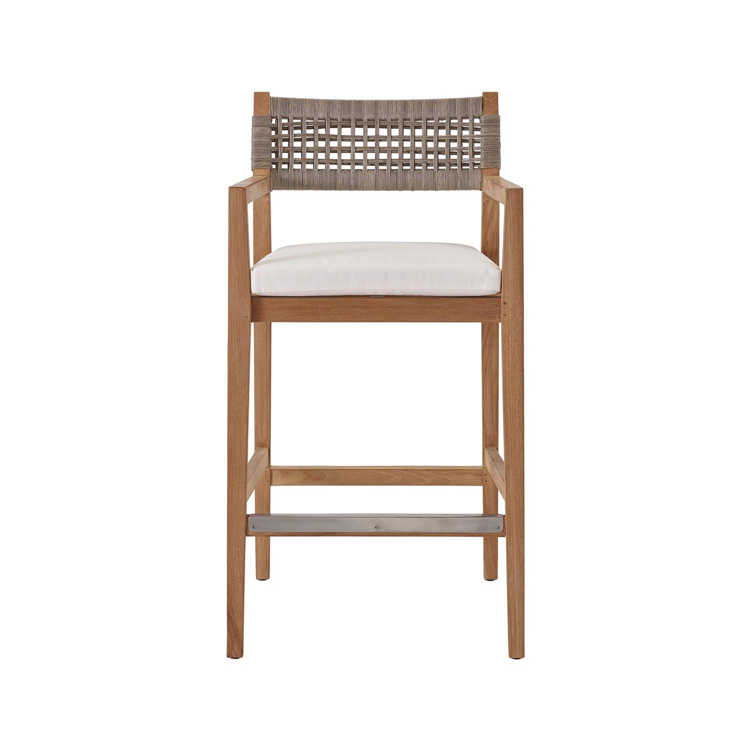 Upholstered Teak Outdoor Bar Stool