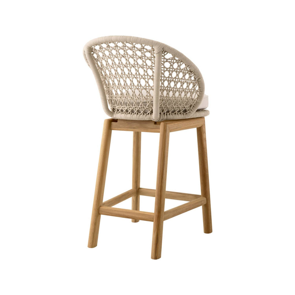 Upholstered Armless Teak Outdoor Bar Stool