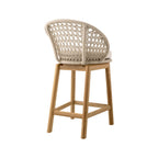 Upholstered Armless Teak Outdoor Bar Stool