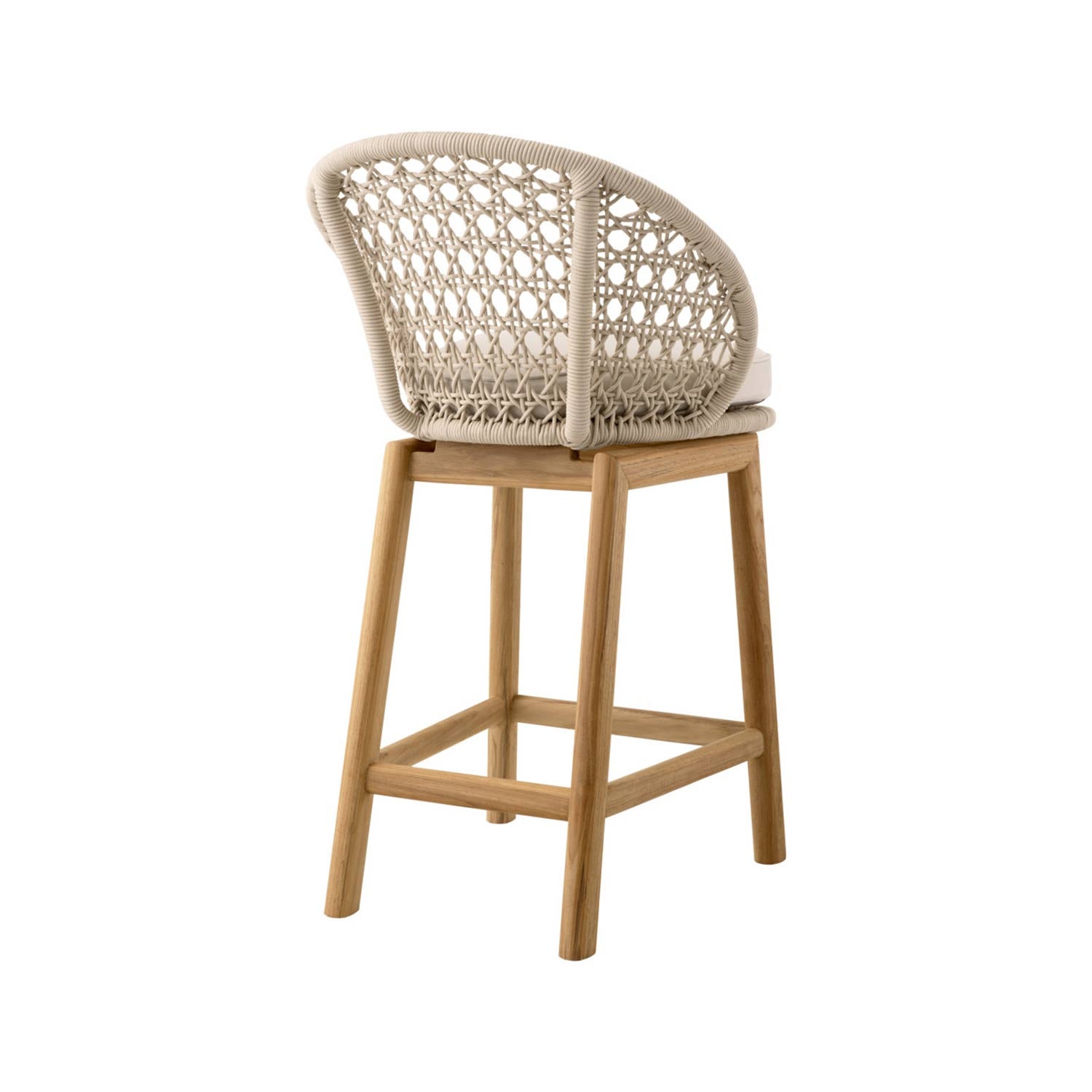 Upholstered Armless Teak Outdoor Bar Stool