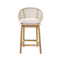 Upholstered Armless Teak Outdoor Bar Stool