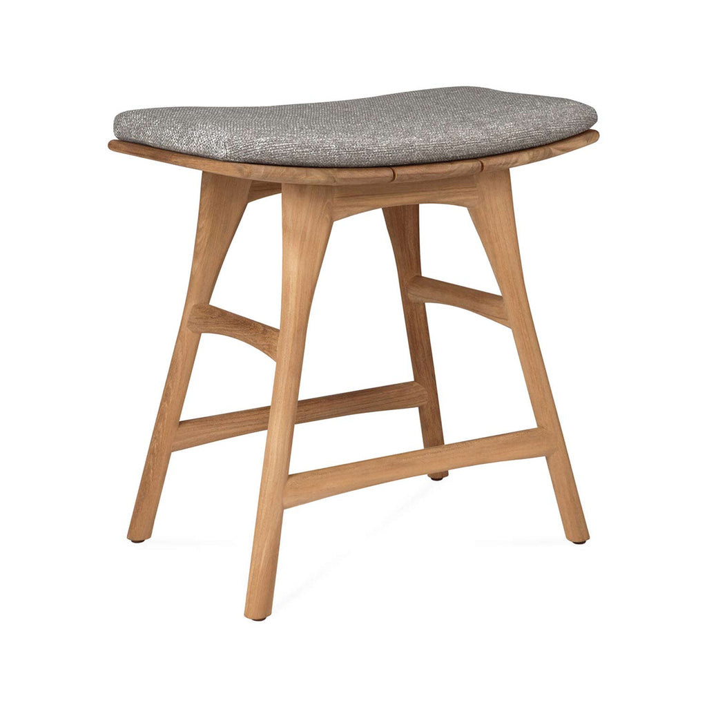 Polsterter Rückenloser Teak-Außenbar- und Hocker