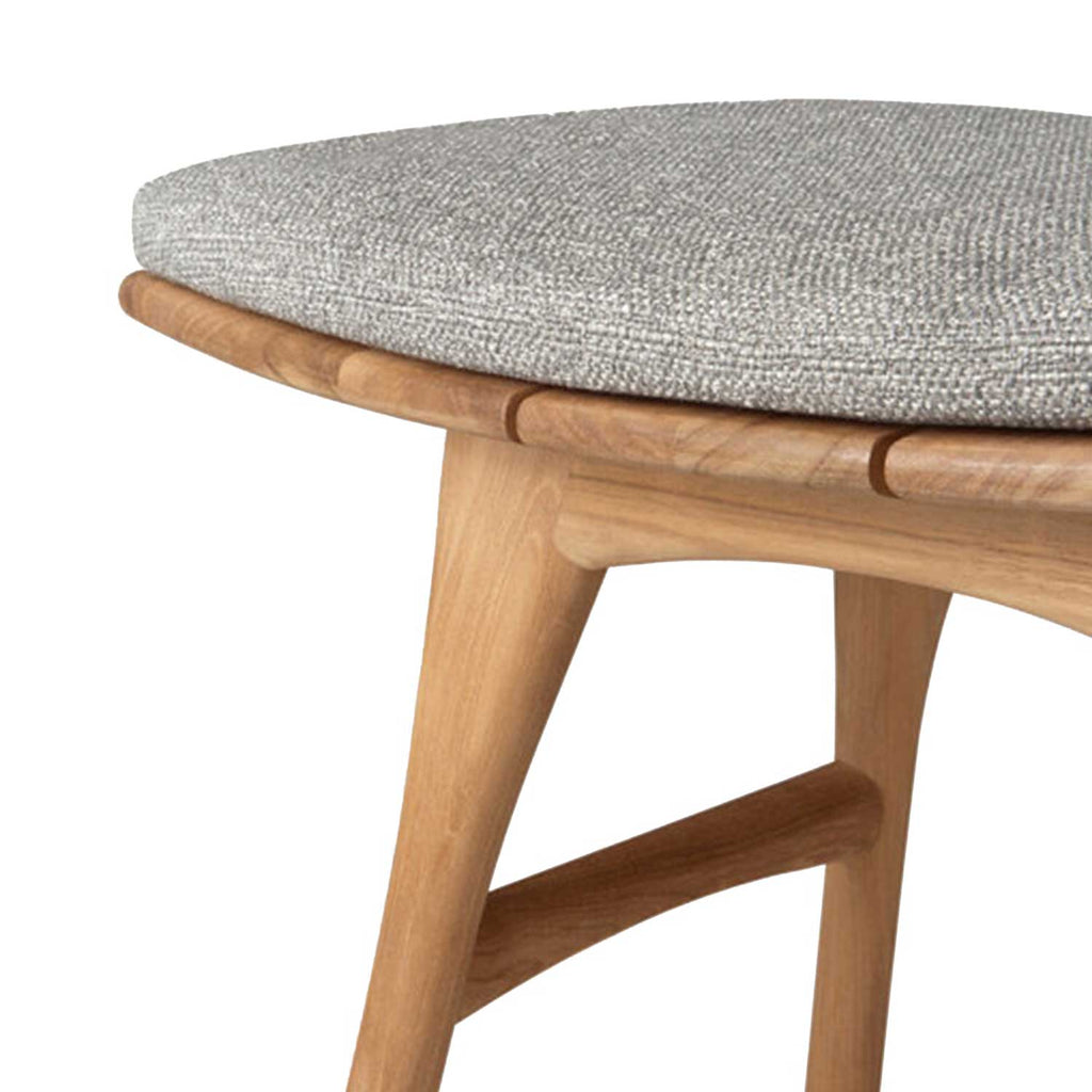 Polsterter Rückenloser Teak-Außenbar- und Hocker