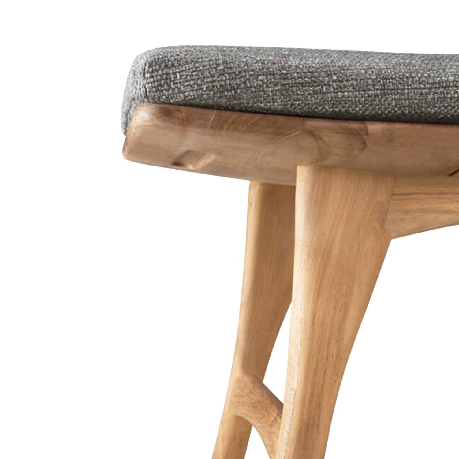 Polsterter Rückenloser Teak-Außenbar- und Hocker