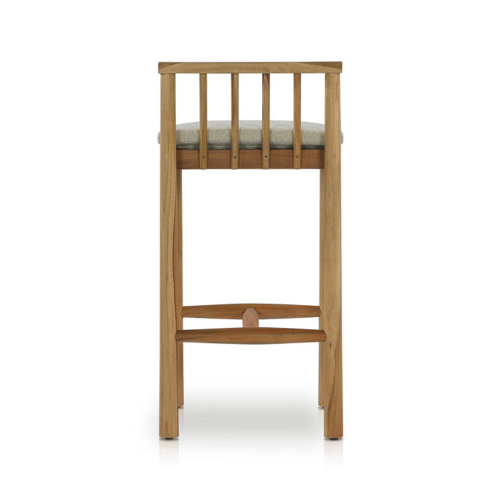 Upholstered Armless Teak Outdoor Bar Stool