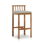 Upholstered Armless Teak Outdoor Bar Stool