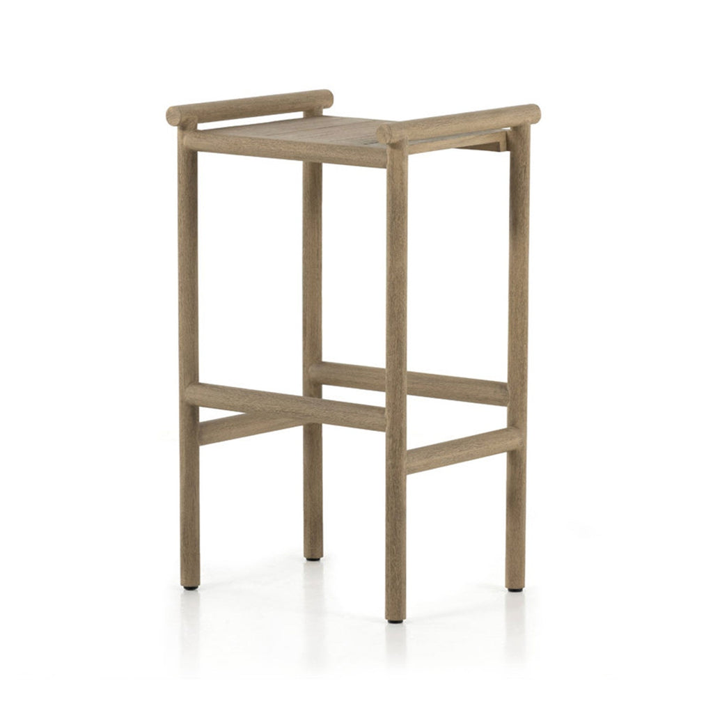 Upholstered Backless Teak Outdoor Bar Stool