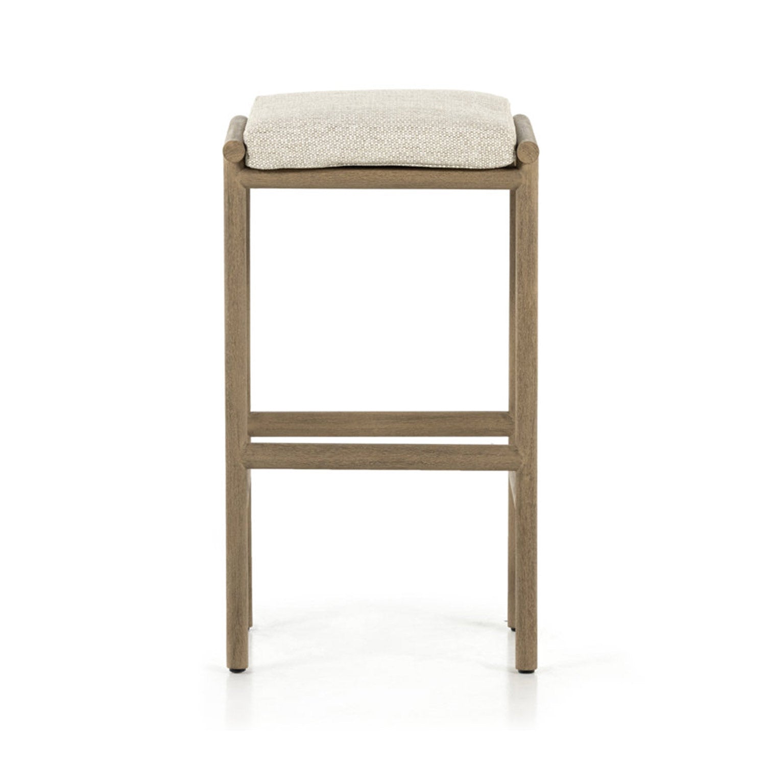 Upholstered Backless Teak Outdoor Bar Stool