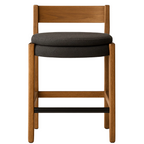 Upholstered Armless Teak Outdoor Bar Stool