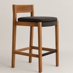 Upholstered Armless Teak Outdoor Bar Stool