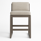 Upholstered Armless Teak Outdoor Bar Stool