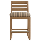 Upholstered Armless Teak Outdoor Bar Stool