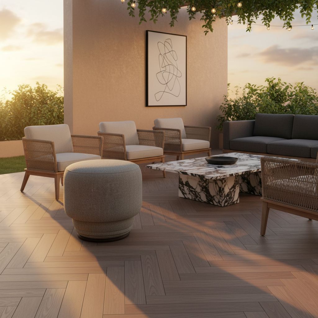 Ottoman with Outdoor Fabric