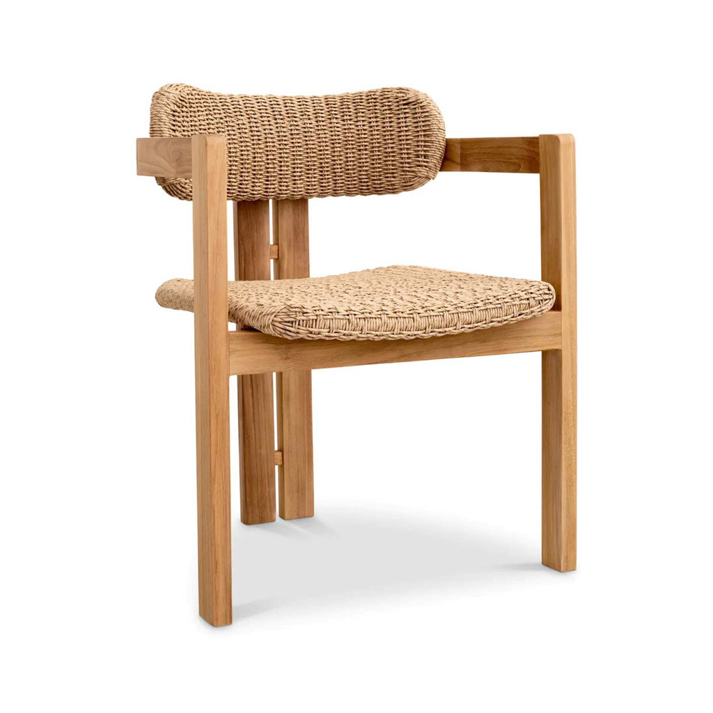 Teak Outdoor Dining Chair with Seat and Back Weaving