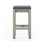 Upholstered Backless Teak Outdoor Bar Stool