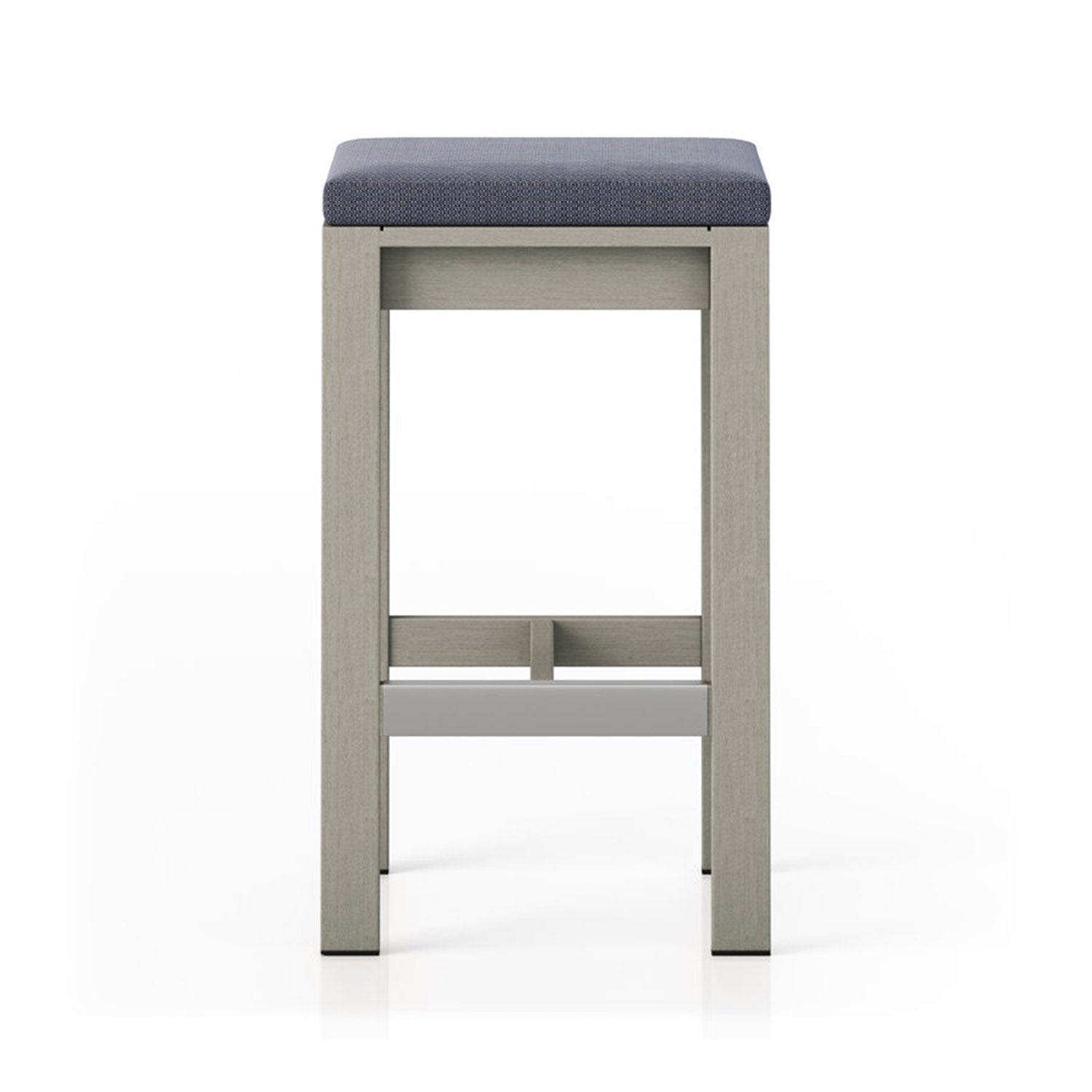 Upholstered Backless Teak Outdoor Bar Stool