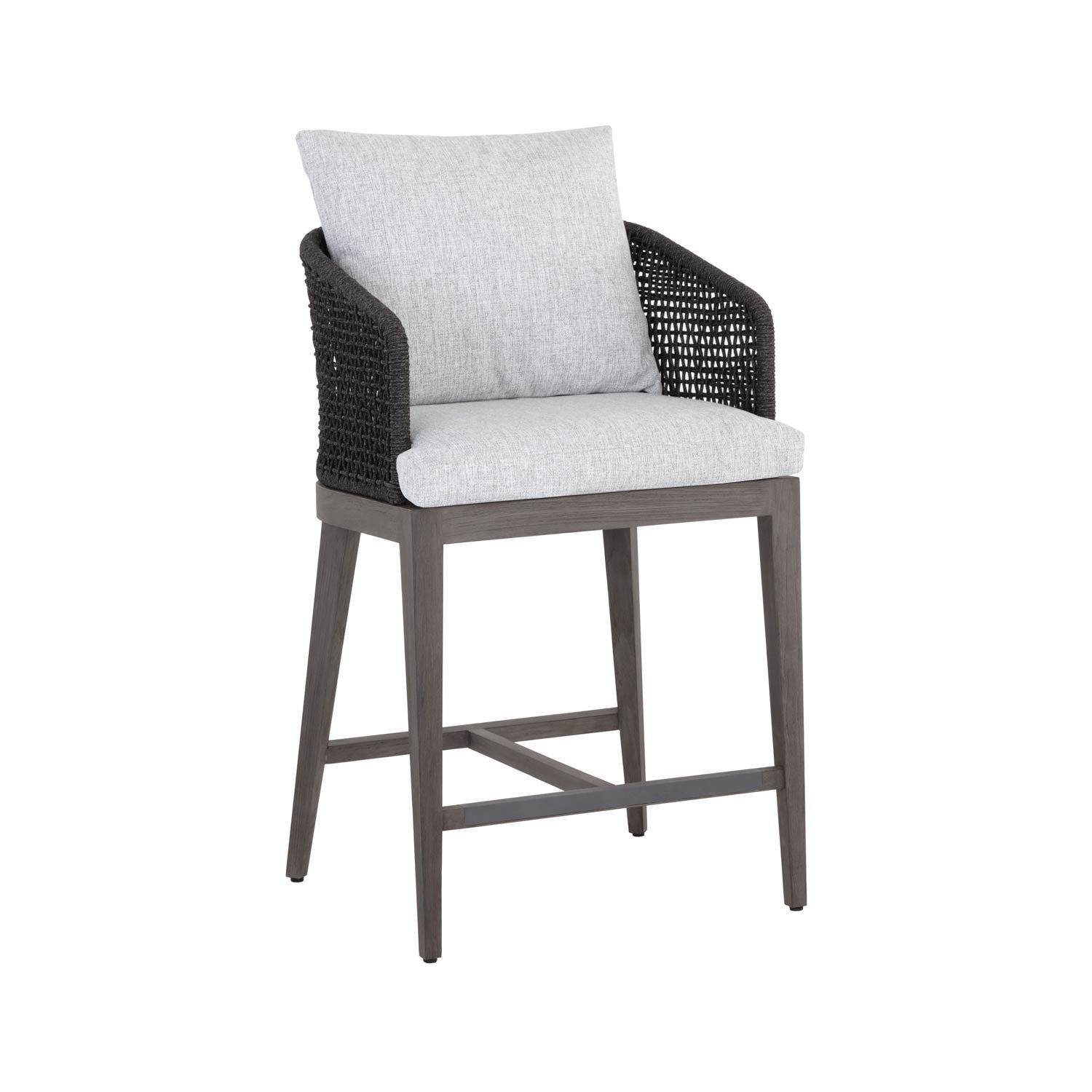 Upholstered Teak Outdoor Bar Stool