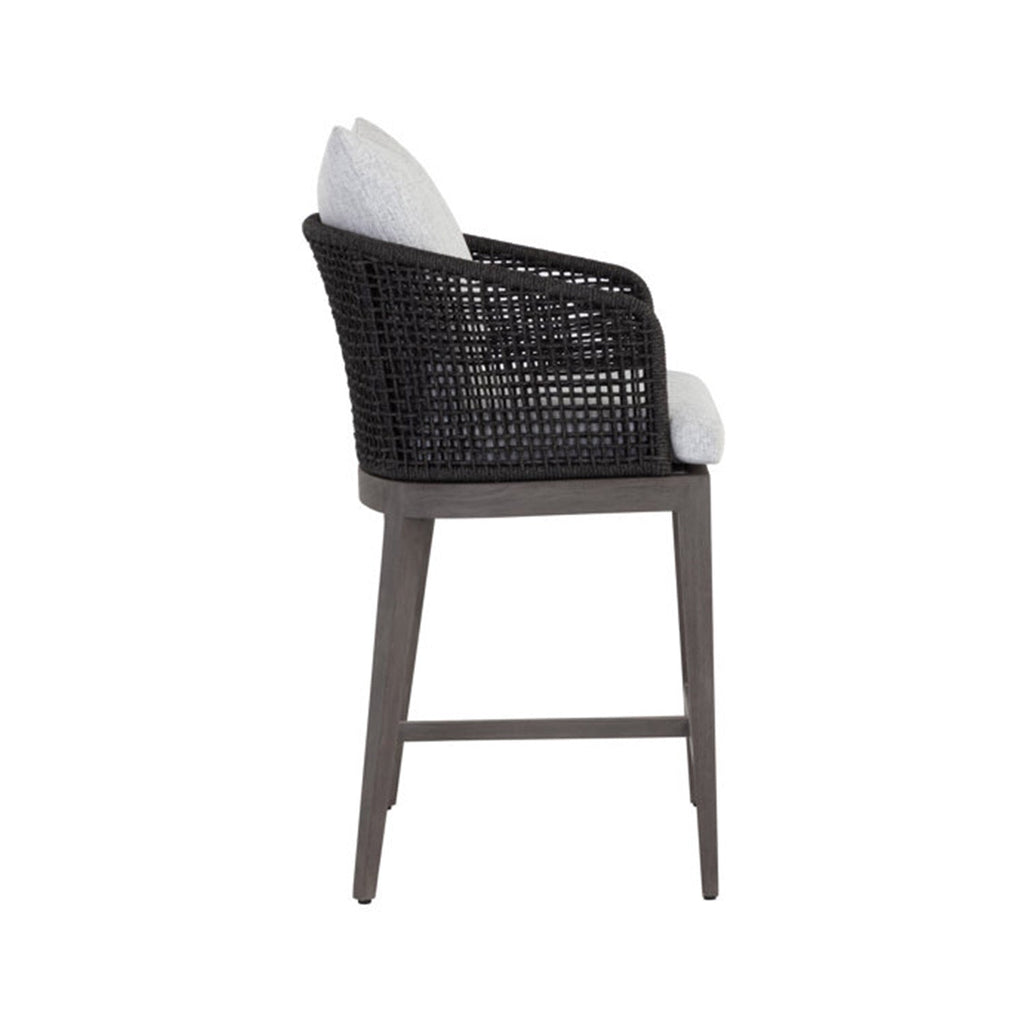 Upholstered Teak Outdoor Bar Stool