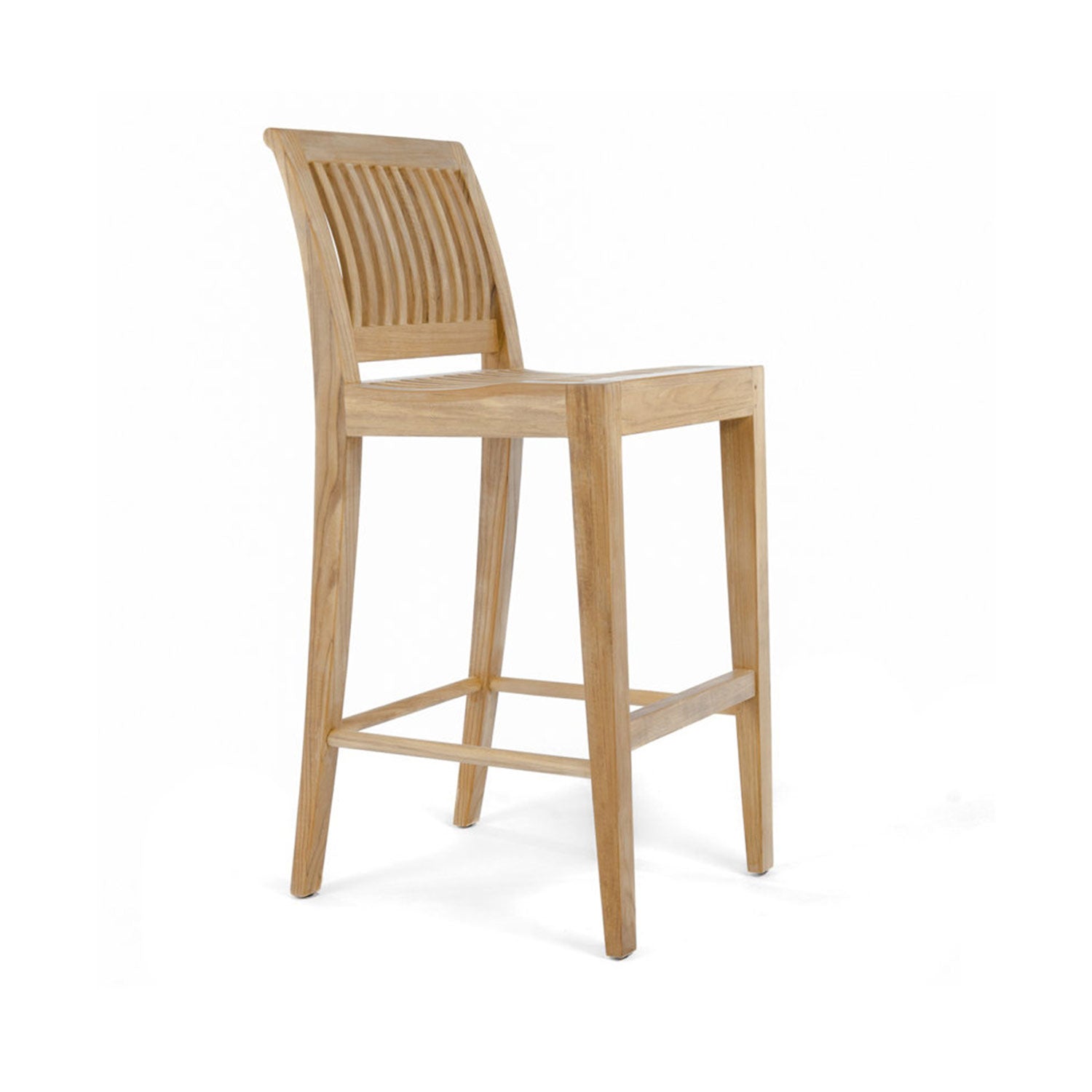 Upholstered Armless Teak Outdoor Bar Stool