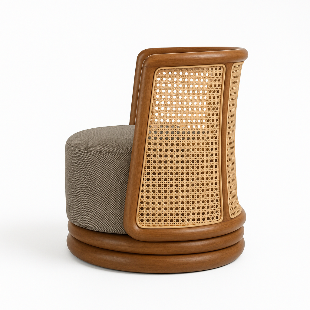 Rattan Swivel Lounge Chair Dubai Sand Fabric